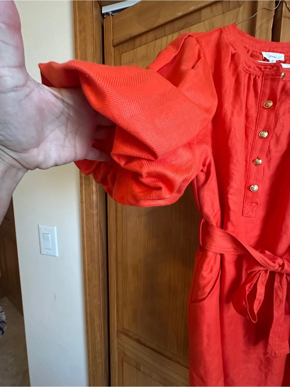 A loves A- NWT Bright Puff-Sleeve Belted Mini Dress